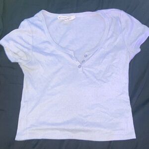 Hippie Rose Light Lavender Ribbed Henley Crop Tee